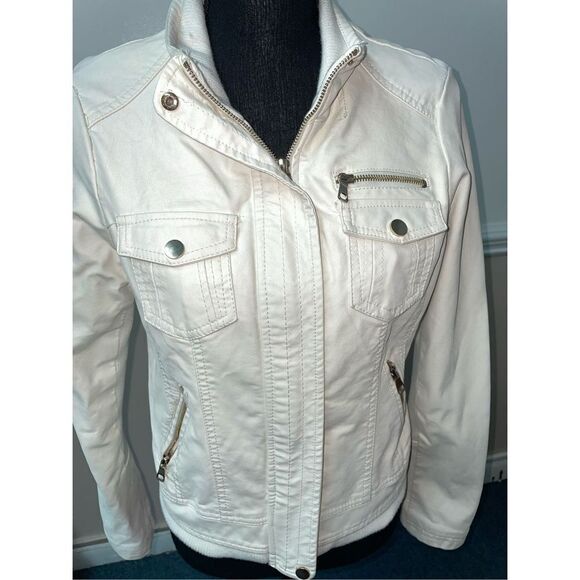 Ci Sono Light Cream Bomber Jacket with Zippers - Picture 2 of 9